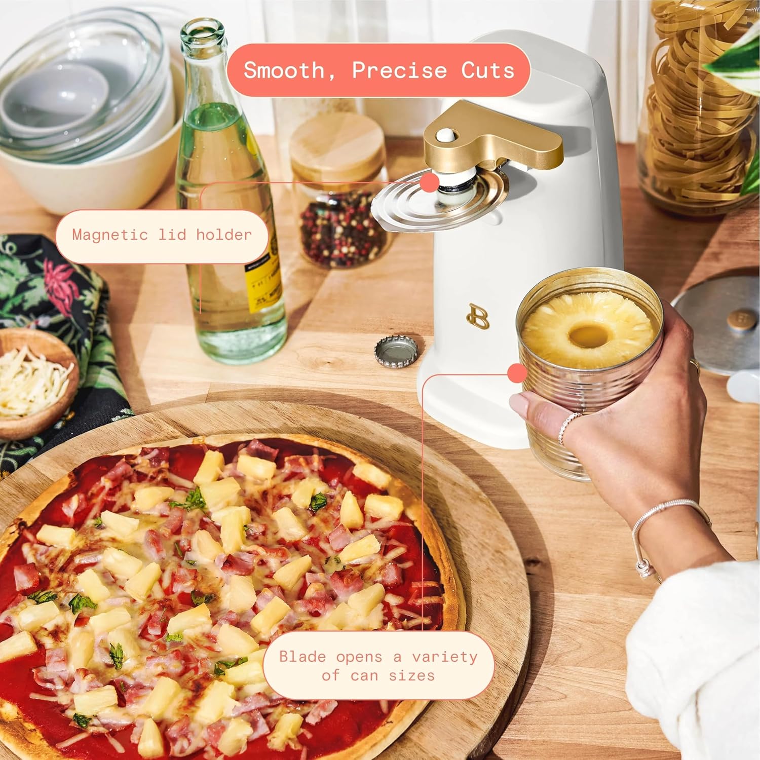 Smooth Electric Can Opener with Sharp Steel Blade for Kitchen Master