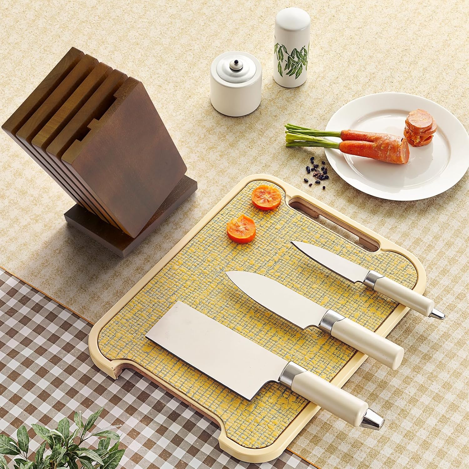 Diagsh Ergonomic Solid-Wood Knife Block for Chefs - Detachable Washable Premium Quality